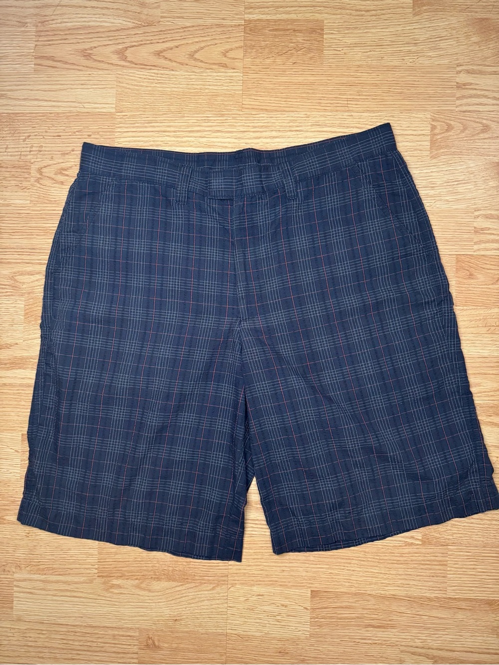 Patagonia Navy Plaid Shorts with Red Windowpane